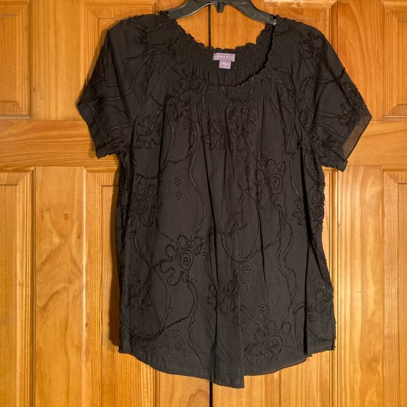 NWOT Vintage Laura Scott Top Blouse Short Sleeve Size L - Picture 1 of 10